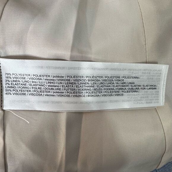 Mango Blue Peak Lapel Two Button Linen Blend Blazer | Size 4 - Picture 11 of 11